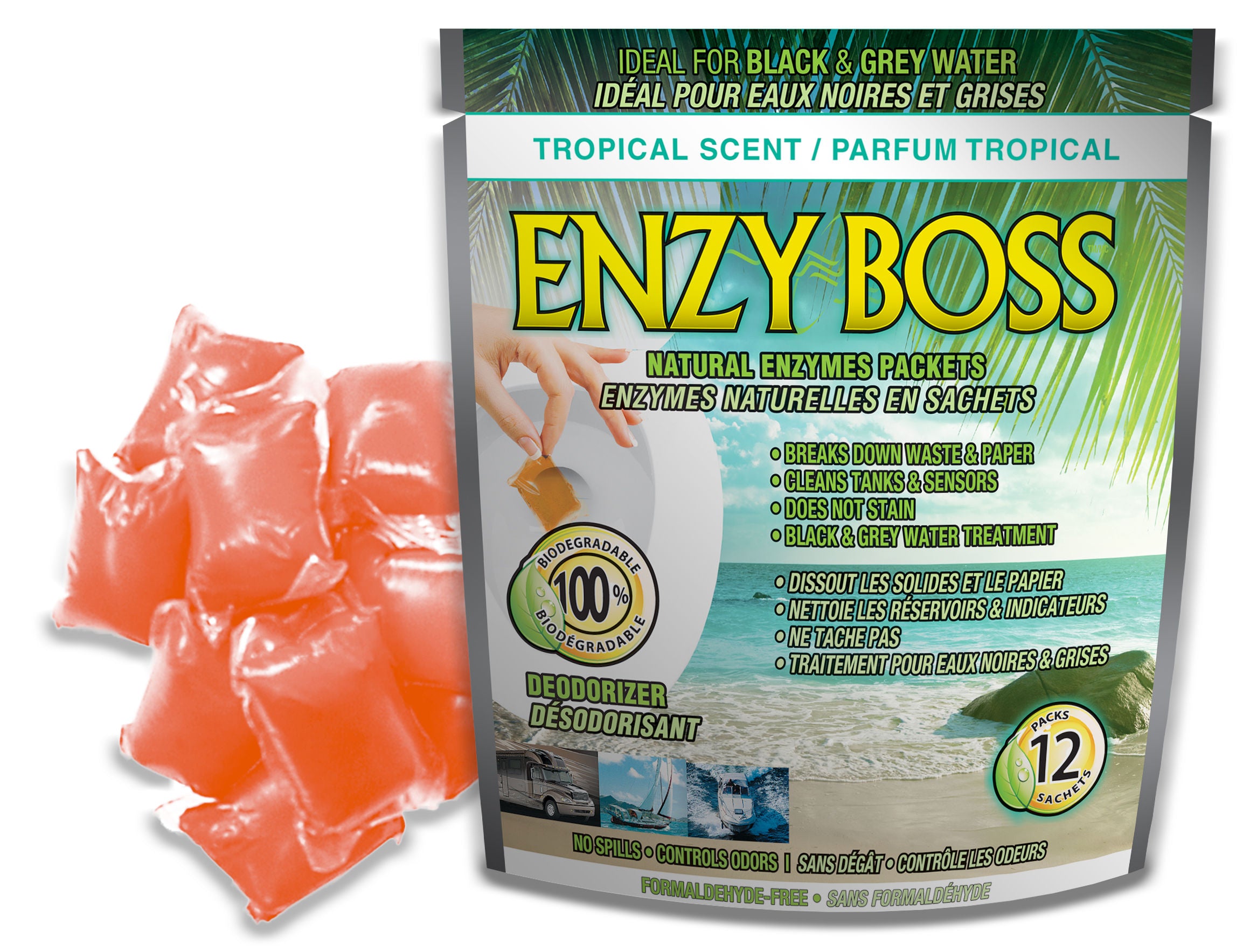 Enzy Boss 1766 - Box of 12, Enzy-Boss Tropical Packets (12 / bag)