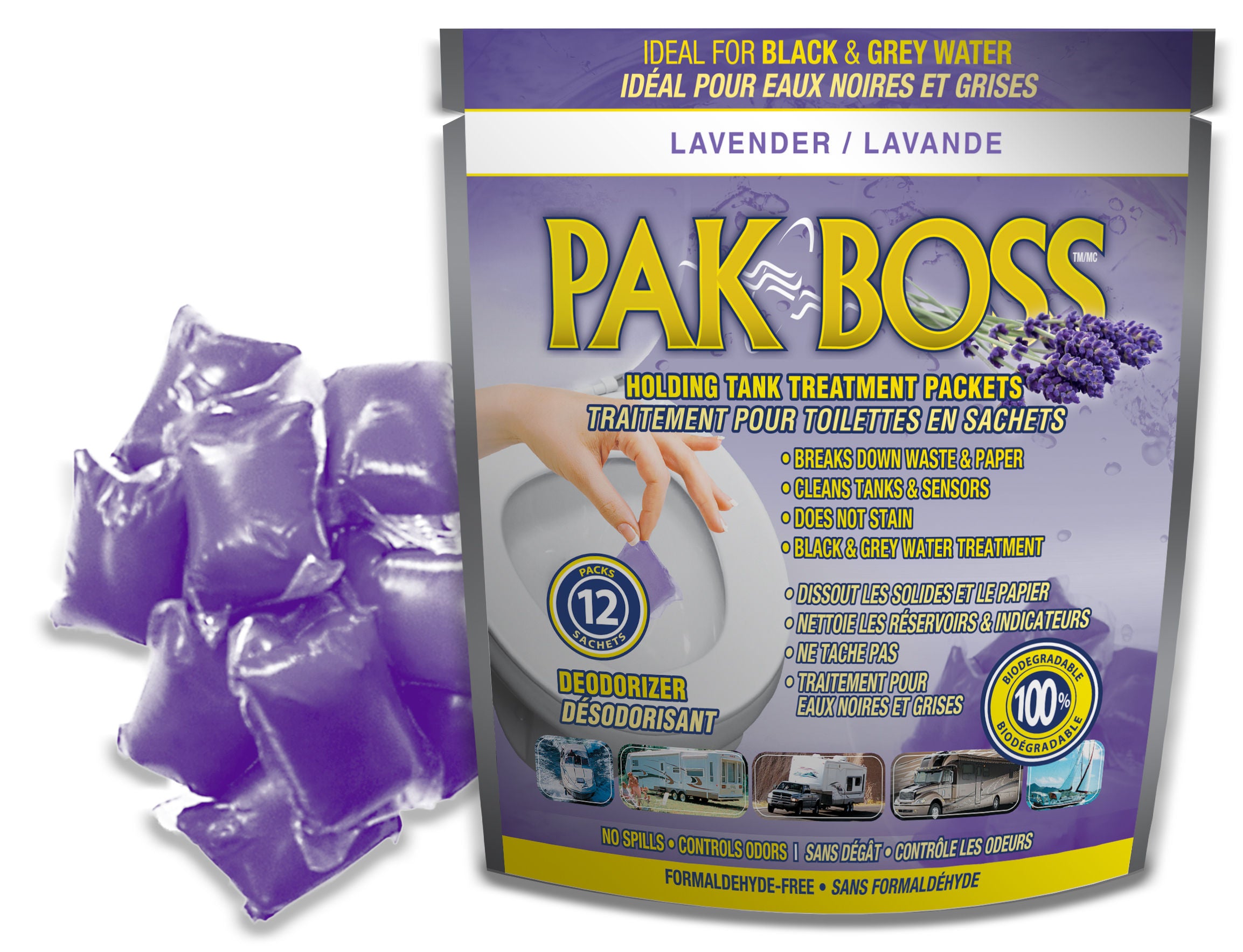 Pak Boss 1767 - Box of 12, Pak-Boss Lavender Packets (12 / bag)