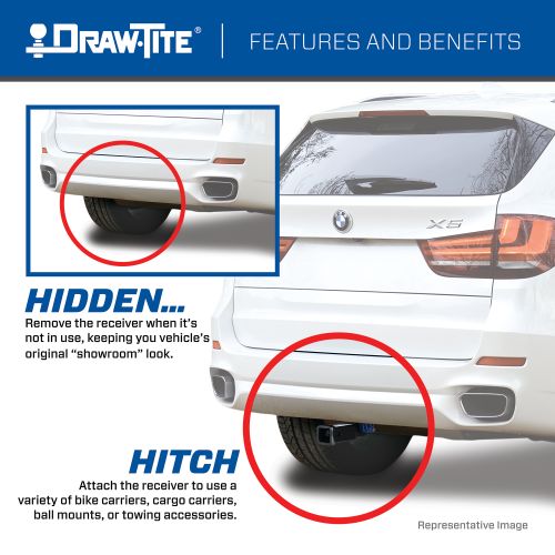 Draw Tite® • 76920 • Hidden Hitch® • Attelage de remorque Classe III • Classe III 2" (350 Lbs lbs GTW/3500 Lbs lbs TW) • Volvo XC60 18-23 / XC9016-23