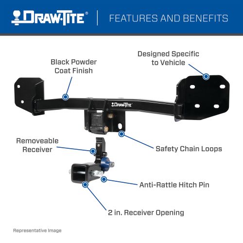 Draw Tite® • 76920 • Hidden Hitch® • Attelage de remorque Classe III • Classe III 2" (350 Lbs lbs GTW/3500 Lbs lbs TW) • Volvo XC60 18-23 / XC9016-23