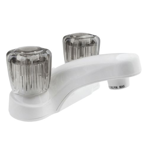 Dura Faucet DF-PL700S-WT – Robinet de lavabo Dura RV avec boutons en acrylique fumé – Blanc