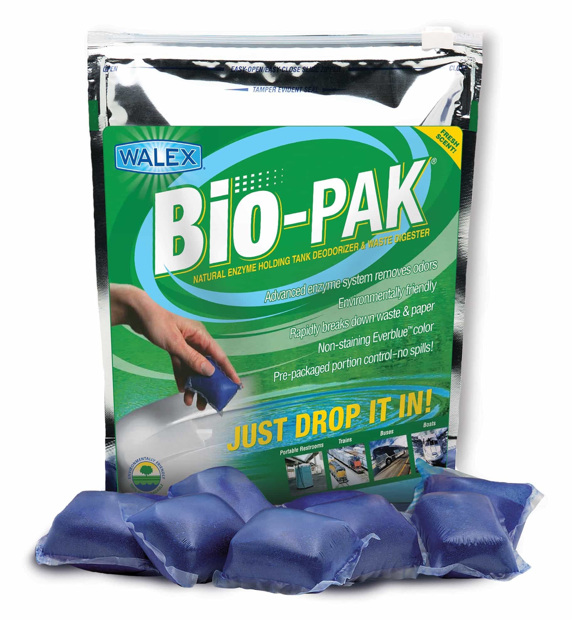 Walex BIOBLUBG - Désodorisant et digesteur de déchets pour réservoir de rétention d'enzymes naturelles Bio-Pak (paquet de 50)