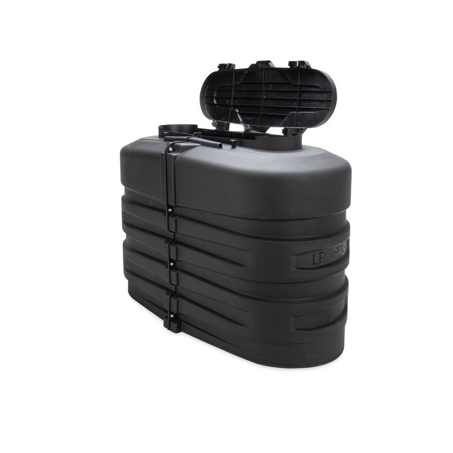 Camco 50502 - Couvercle de réservoir de propane double pour camping-car, 20 lb, noir