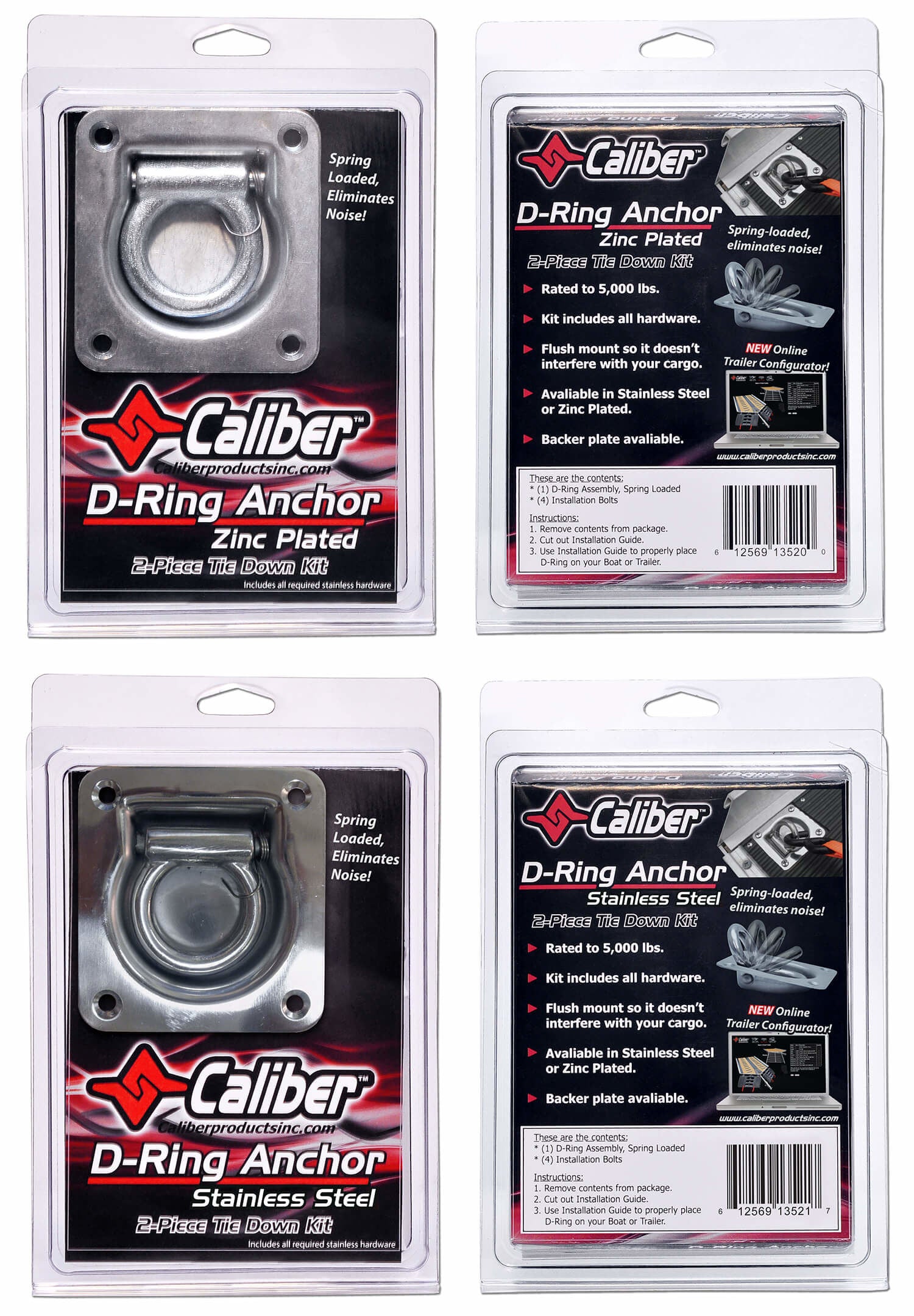 Calibre 13520 - Kit d'anneaux en D - Plaqué zinc