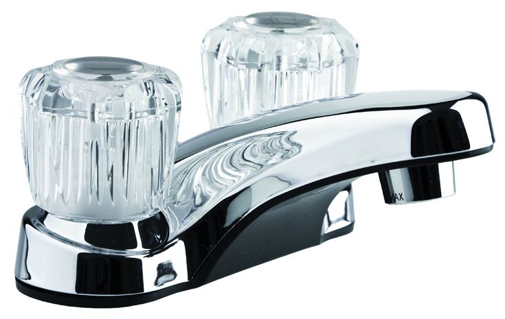 Dura Faucet DF-PL700A-CP – Robinet de lavabo Dura RV avec boutons en acrylique cristal – Chrome poli
