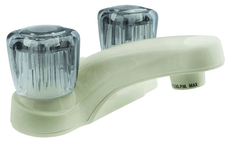 Dura Faucet DF-PL700S-BQ – Robinet de lavabo Dura RV avec boutons en acrylique fumé – Parchemin bisque