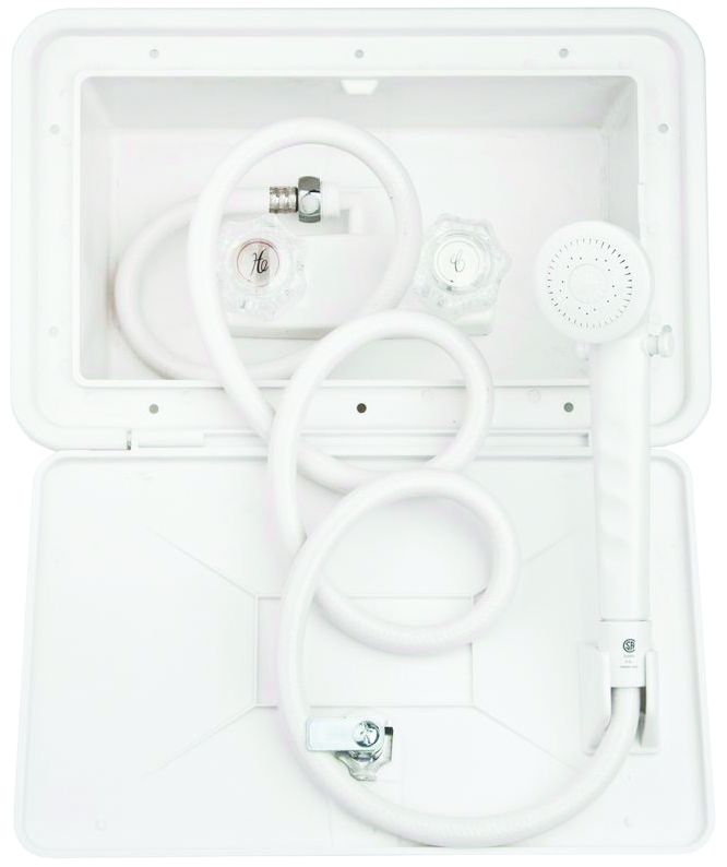 Dura Faucet DF-SA170-WT - Kit de boîte de douche extérieure Dura RV - Blanc