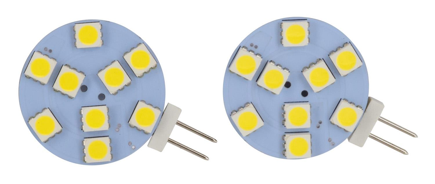 Valterra DG72626WVP - Ampoule disque LED – Bipin, montage latéral, paquet de 2 - Blanc chaud
