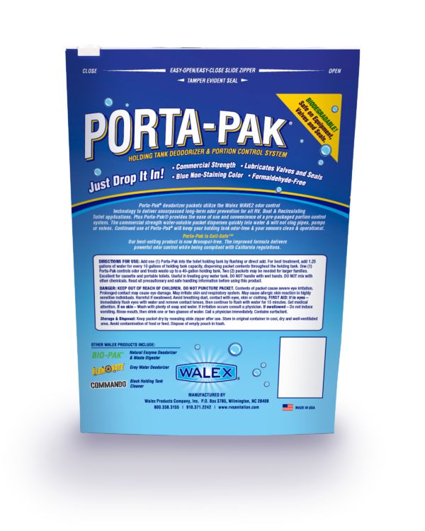 Walex PPRV10CA - Traitement du réservoir de rétention Porta-Pak® RV - Parfum frais - 10 par paquet