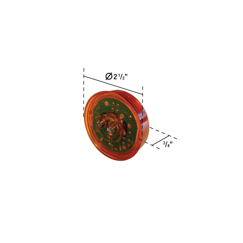 Uni-Bond LED2500-13A - Feu de position latéral rond 2,5" Ambre