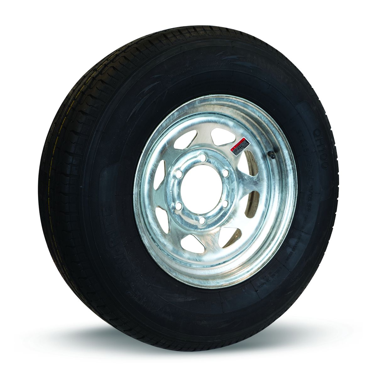 Tow-Rite RDG25-703-SGA6 - Pneu et jante ST225/75R15 LRD à rayons galvanisés 4,28