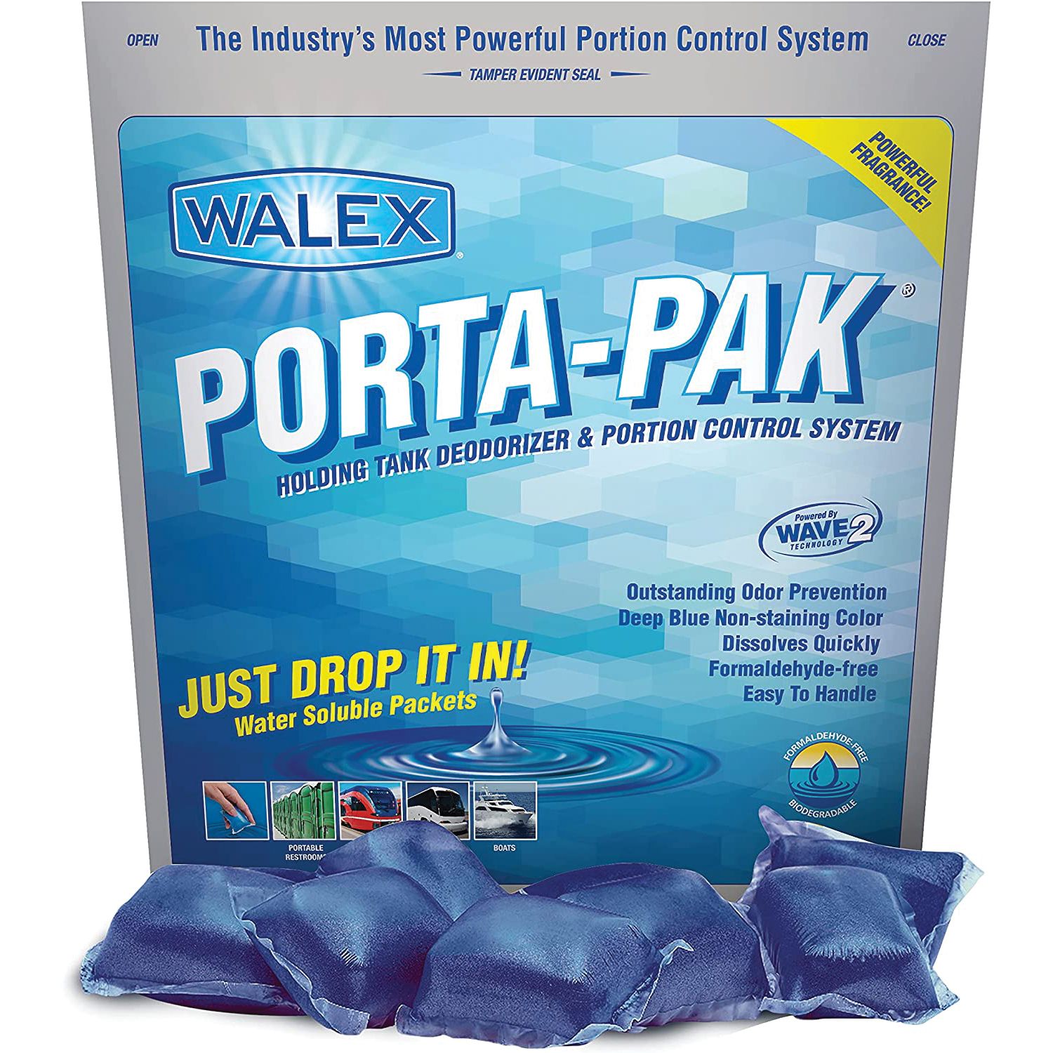 Walex PPSGB - Désodorisant et digesteur de déchets pour réservoir de rétention d'enzymes naturelles Bio-Pak (paquet de 50)